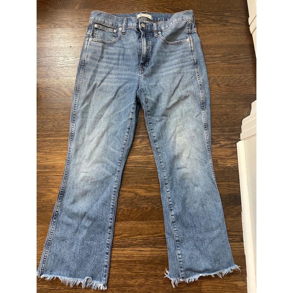 Madewell Cali Demi-Boot Jeans Light Wash Raw Hem High Rise Size 30o in